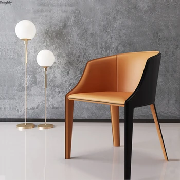 Постмодернистский творчески кът стол с кожена облегалка, скандинавските трапезни столове за почивка, Стол-Мебели, Стол за трапезария