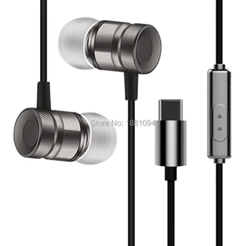 продажба на едро, 50 бр./лот, Метални слушалки Type-C за Oneplus 7 Pro, ушите с кабелен горивото микрофон, Слушалки за Note 10 Plus USB C
