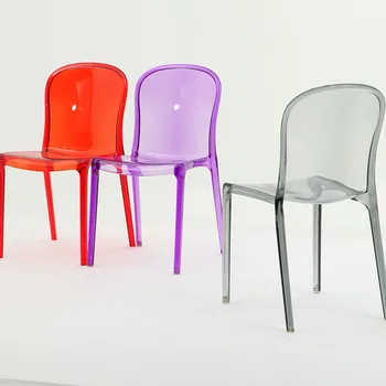 Прозрачни акрилни трапезни столове, пластмасови преносимо столче за почивка, модни минималистичная мебели Sillas De Comedor