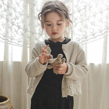 Пролетно-есенен детски пуловер, сладки завързана жилетка с дълги ръкави в корейски стил за момчета и момичета