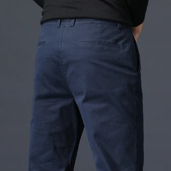 Пролетно-есенни ежедневни панталони, мъжки панталони, Дрехи от памук, директни обикновени панталони за мъже, корейски основния цвят, черно, каки, синьо 2023