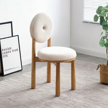 Прост, модерен домашен стол, лесен луксозен ежедневието на текстилен стол, Грим, скандинавски дизайнер, на облегалката на стола за хранене, стол от масивно дърво