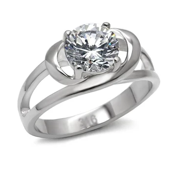 Пръстен от неръждаема стомана кръг нарязани на CZ 316l, бижута за годеж, Висококачествени сватбени пръстени за жени