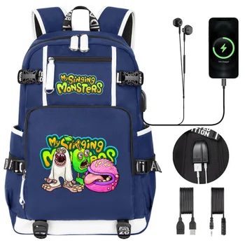 Раница My singing monsters, cartoony USB-раница за ученици, училищна чанта за момче, момиче, момче, пътна чанта за лаптоп