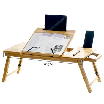 Регулируема Бамбук маса за лаптоп, лесен компютърен маса за легла, разтегателен диван за следване в общежитието, рафт за лаптоп легла