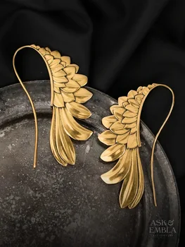 Ретро дизайн в египетски стил; Свещени криле; обеци с големи куки; дамски обеци на златния цвят в стил цигански племе; подарък за парти
