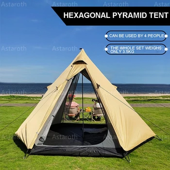Сверхлегкая пирамида, палатка за нощуване на 4 човека, Семейна туристическа Двупластова Туризъм Двойна Голяма палатка за катерене