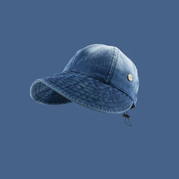 Сгъваема солнцезащитная шапка с широка периферия, Регулируеми на съвсем малък шапки за мъже, дамски плажни шапки, Летни очила, шапка рибар от плат деним в ретро стил