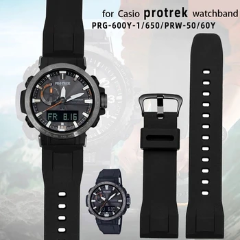 Силиконов каишка за часовник CASIO серия PROTREK prw-60/30 /50/ 70yt альпинистский каишка за часовник черен мъжки мека гумена гривна 24 мм