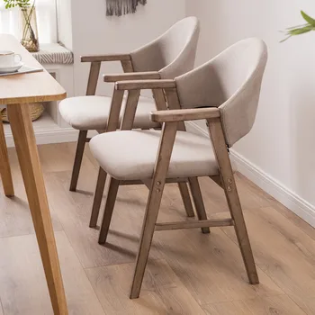 Скандинавски маса за хранене, стол Модерен минималистичен Стол за почивка, Мебели за хотелски ресторанта на Седалката на стола от масивно дърво
