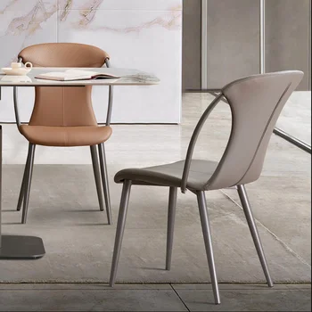 Скандинавски потребителска маса за хранене, стол 2023 Нов Модерен и Луксозен Дизайнерски Чаен ресторант, Лесен и творческа кожен стол