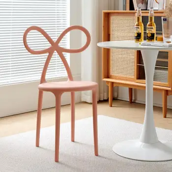 Сладки розови пластмасови трапезни столове Modern Nordic Lounge Евтини Трапезни столове Single Fashion Waiting Sillas Украса