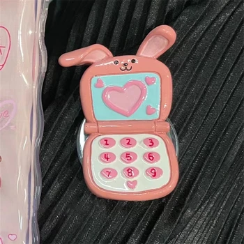Сладък розов заек заек ретро телефон 3D моделиране на притежателя скоба за iPhone 14 13 12 X Момиче Griptok подкрепа универсална поставка за телефон