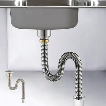 Сливная тръба за кухненска мивка с уплътнителен капак, филтър за източване на дезодорант, лесна за инсталиране, гъвкав, гъвкав тръба за отпадни води