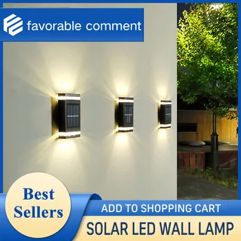 Слънчев led монтиран на стената лампа, външен водоустойчив градински тела, измиване на стените, външен стенен монтаж, лампа за вила, външна тераса, двор, с монтиран на стената лампа