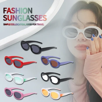 Слънчеви Очила с Кръгла Рамка Y2k Cat Eye INS, Модни Мъжки И Дамски Модни Луксозни Маркови Слънчеви Очила, Реколта Улични Очила за Жени, Gafas