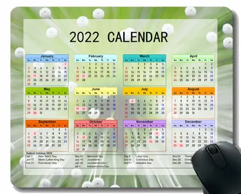 Специален дизайн, подложка за мишка с календара на 2022 година, светещи вентилатора, зелени лъчи, подложка за мишка, за офис компютри, лаптопи, мъже, жени