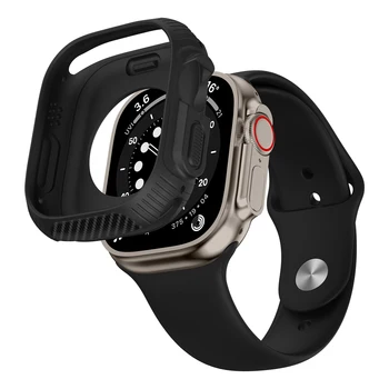 Спортен Тънък Калъф, изработени от Въглеродни Влакна С Пълно Защитно Покритие 1: 1 За Apple Watch 49mm Ultra iWatch Series 8 Anti-collision