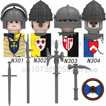 Средновековни войни Червен и Бели рози, английските войници, фигурки от градивните елементи, мини-строителна играчка за деца N301 N302 N303 N304