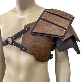 Средновековни доспехи от Епохата на Възраждането викингите Cosplay Кожен колан с едно рамо тялото гърдите Войн, Рицар на готическия