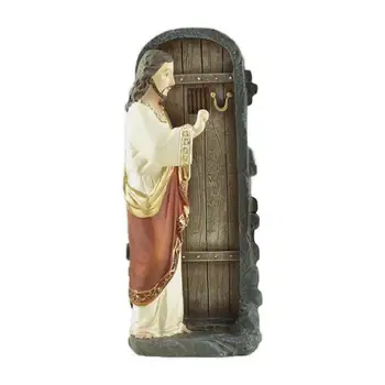Статуя на Исус, стучащего на вратата, скулптура на Исус от смола, колекция от епохата на Възраждането, статуята на Исус от смола, Рафтове, Бижута, Хол