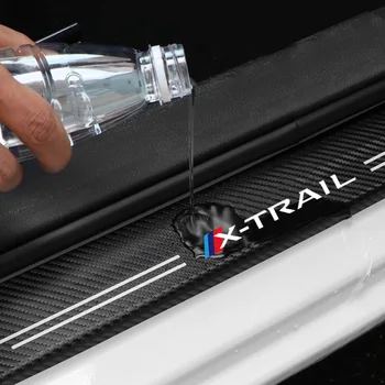 Стикер праг на багажника на колата е от въглеродни влакна, защищающая от удари, водоустойчива стикер за автомобилни аксесоари, X-TRAIL T31 T32