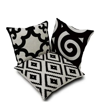 Съвременна домашна декоративна калъфка Проста и елегантна Черно-Бяла полиестерна калъфка Capa De Almofadas за дивана