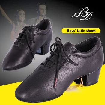 Танцови обувки BD, обувки за латино танци за момчета, Местонахождение, шоу, Блестяща кожена детски обувки подметка 419