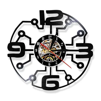 Творчески стенен часовник с Модерен дизайн в Техно Грамофонни плочи ретро Арт часовници 3D стенни часовници Ретро начало декор Уникална идея за подарък