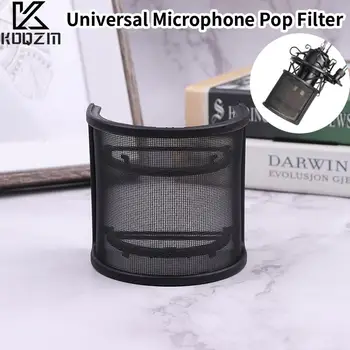 Универсален черен микрофон с поп-филтър, кондензаторен микрофон за запис на студийната, метално предното стъкло