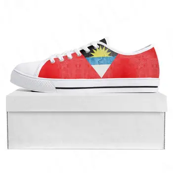 Флаг Антигуа и Барбуда, високо качество на ниски маратонки, мъжки и женски парусиновые маратонки за тийнейджъри, ежедневни обувки за чифта обувки по поръчка