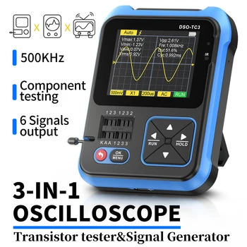 Функционален генератор на сигнали ДСО-TC3, цифров осцилоскоп, тестер за транзистори, многофункционален тестер електронни компоненти 3 В 1