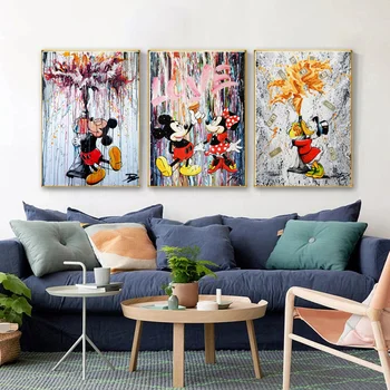 Художествени картини на Дисни от Мики Маус, цветни плакати с Мики и Мини Маус, щампи, стенни художествени картини за дома спални