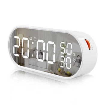 Цифров часовник Будилник Повторение Настолен Електронен термометър USB зарядно устройство led дървени часовници, Настолни часовници за всекидневна, работещи на батерии