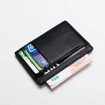 Чантата с Rfid заключване от естествена кожа за кредитни карти, Защита на Rfid-карти, изчистен Порт-Карти, Модерен мъжки Титуляр за именни карти