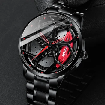 Часовници 2021 г., новите 3D волана на спортен автомобил, мъжки ръчен часовник, модни уникален часовник, кварцов часовник с ступицей, водоустойчиви часовници Montre Homme