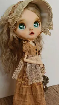 Части за кукла Blythe Класически стил Чай с мляко, чиято Основна пола, Шапка, Престилка, Комплект Дрехи