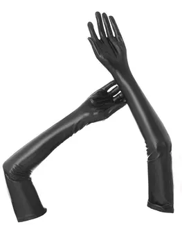 Черни секси вечерни ръкавици от изкуствена кожа в стил Лолита 