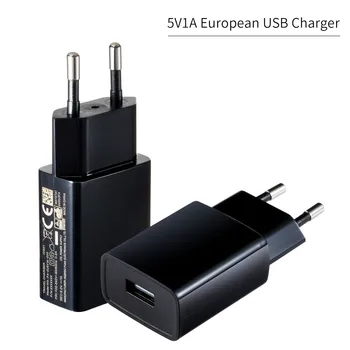 Черно монтиране на зарядно устройство, Mini USB 5V 1A за пътуване зарядно устройство за мобилен телефон Plug EU за Samsung Xiaomi mi 8 Huawei iPhone 100шт