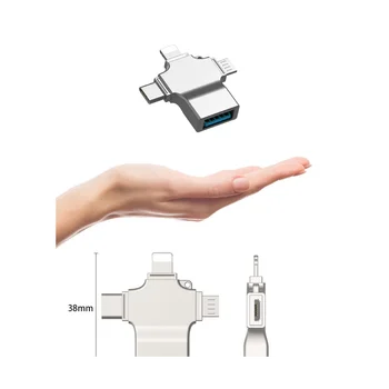 Четец на SD-карти с Адаптер за микро карти 4 в 1 USB 3.0, Micro-Sd-USB Cardreader, USB за Apple Интерфейс OTG Adaptador