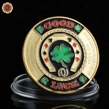 Чипът казино късмет, златна Възпоменателна монета, покер символичен, монети повикване, сувенир, подарък за събиране, домашен декор