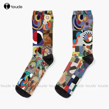 Чорапи Соня Delaunay, Изработени по Поръчка Мъжки Чорапи, Коледен Подарък За Нова Година, Дигитален Печат 360 °, Персонални Потребителски Hd Висококачествени Дамски Мъжки Чорапи