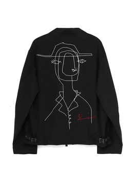 Якета Yohji Yamamoto за мъже, Дрехи, палто с абстрактна живопис бродерия, новост в горната дреха 2023, яке за мъже, облекло